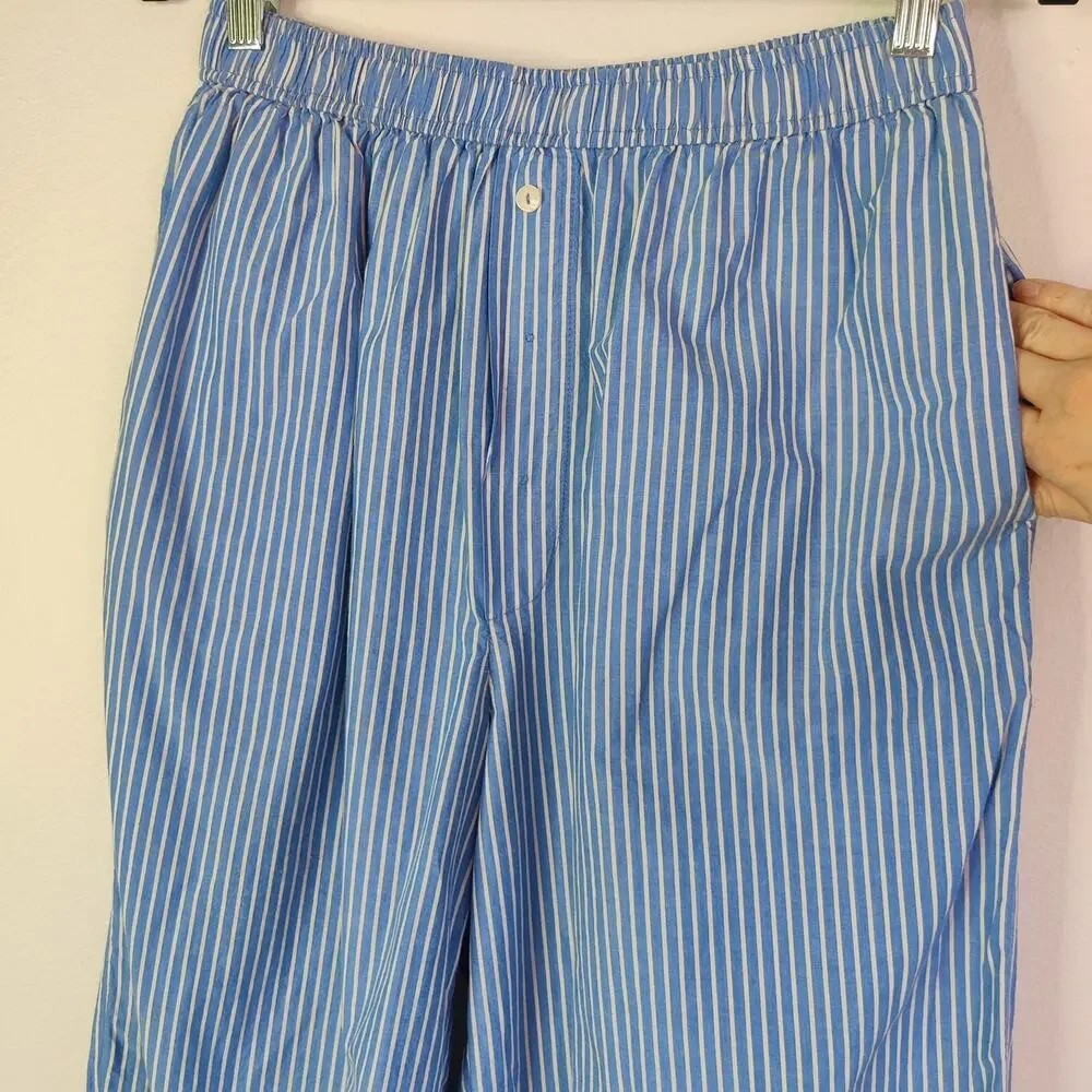 Anthropologie Boxer Pajama Style Pants Blue Stripe Medium Preppy Loungewear